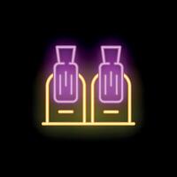 Neon sign representing two toasters warming up bread for breakfast vector