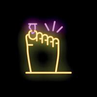 Neon icon of foot dropping ring representing divorce concept vector