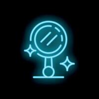 Neon icon of a mirror shining in blue light vector