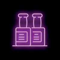 Neon sign of two bottles with abstract content on black background vector