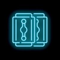 Neon style icon of double edged razor blades glowing vector