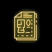 Neon icon of technical drawing representing engineering and architecture vector
