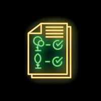 Neon icon of document with forest planting strategy for eco friendly reforestation project vector