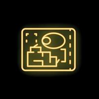 Neon yellow blueprint icon glowing on black background vector