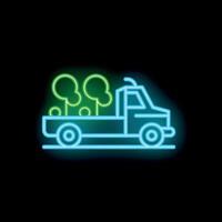 Neon style icon of truck carrying trees for planting representing reforestation vector