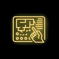 Architect designing house using digital tablet with stylus neon sign vector