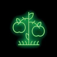Glowing neon apple tree sign on black background vector