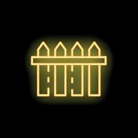 Glowing neon icon of fence for security and safety vector