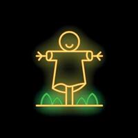 Neon scarecrow standing in the field at night vector