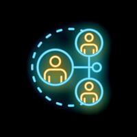 Neon icon representing people networking using social media vector