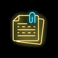 Glowing neon line icon for attached documents concept vector