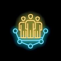 Neon icon of business people network representing teamwork collaboration vector