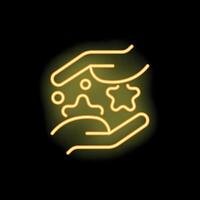 Two hands protecting bacteria with neon light effect vector
