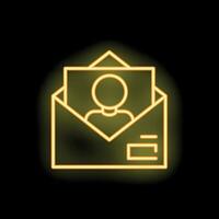 Neon icon of an envelope containing a cv for job application vector