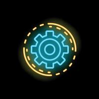 Neon gear shining in the dark representing settings icon vector