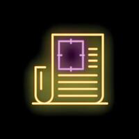 Neon sign representing a newspaper with photo editing interface emphasizing visual content in journalism vector