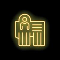 Neon yellow icon of an id card being used for access control vector