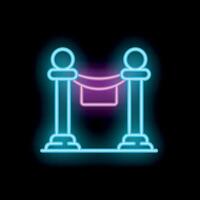 Neon icon of barrier rope glowing on dark background vector