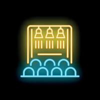 Neon sign representing theater stage with spotlights and seats for audience vector