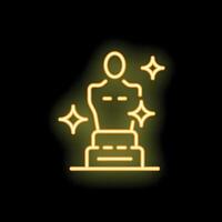 Golden award statue shining on dark background vector
