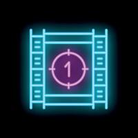 Neon countdown timer on film strip showing number one vector