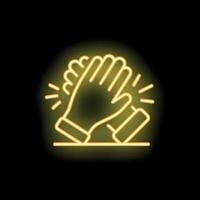 Neon icon of applause clapping hands showing approval vector