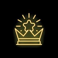 Neon crown with shining star representing success and royalty vector