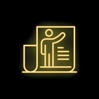 Neon icon of teacher giving a presentation with a pointer vector