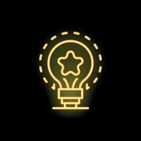 Neon lightbulb shining with star inside for creative idea generation vector
