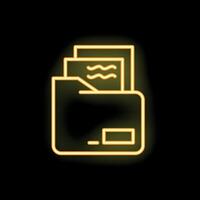 Neon folder icon glowing on dark background vector