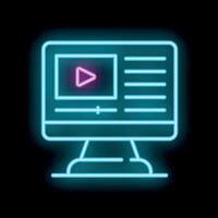 Neon editing software interface on computer screen icon vector