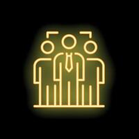 Neon icon of business team connected by lines representing communication vector