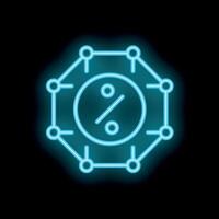 Neon icon of percentage symbol connected to network representing interest rates and financial connections vector