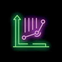 Neon style graph showing growing business success with upward trend vector