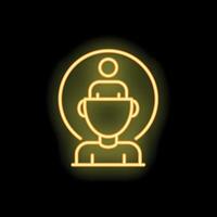 Neon icon of person thinking and visualizing another person above head vector