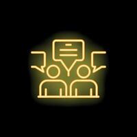 Neon icon of people communicating with speech bubbles vector