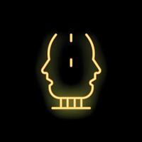 Neon icon of two faces looking in opposite directions representing duality vector