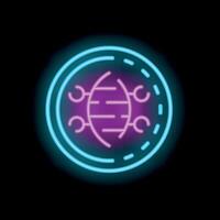 Neon sign representing global connection with futuristic technology element vector
