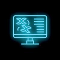 Neon icon of computer displaying dna structure representing bioinformatics analysis vector