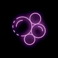 Bright pink neon sign showing four bubbles floating on black background vector
