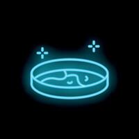 Neon style icon of petri dish with bacteria growing inside for science experiment vector
