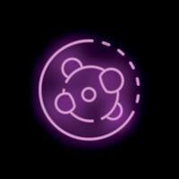 Neon atom model orbiting electrons science illustration vector