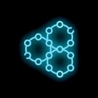 Neon style icon of three connected circles representing networking vector