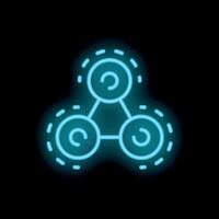 Neon glowing molecule structure icon on black background vector