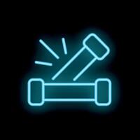 Neon style icon of broken water pipe leaking water flows with splashes vector