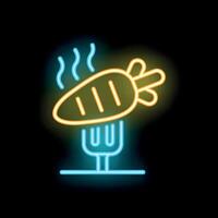 Steaming hot neon carrot skewered on fork culinary icon vector