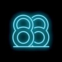 Blue neon number eighty eight on black background vector