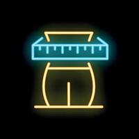 Neon sign representing weight loss by showing a measuring tape around a belly vector