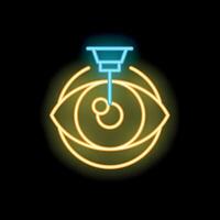 Neon icon of laser eye surgery correcting vision defects vector