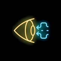 Neon eye scanning data stream with arrows on black background vector